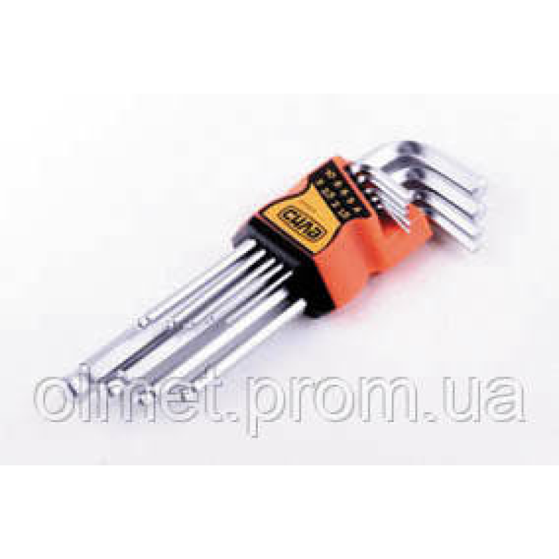 Набір шестигранників 1,5, 2, 2,5, 3, 4, 5, 6, 8, 10 кулястих CrV (9 шт.) СИЛА