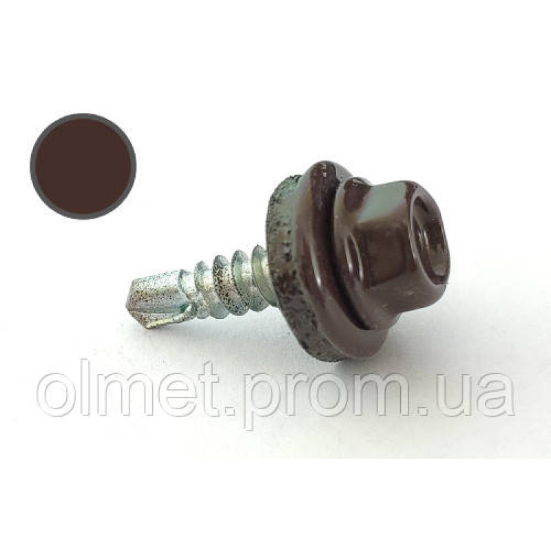 Саморіз покрівельний 4,8*19 DIN 7504K RAL 8017 для металу (ящ. 2400 шт.) (колір — шоколадно-коричневий) APRO Саморіз покрівельний 4,8*19 DIN 7504K RAL 8017 для металу (ящ. 2400 шт.) (колір — шоколадно-коричневий) APRO