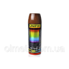 Емаль універсальна акрилова RAL8008 коричневий оливковий глянець 400 мл UNIFIX