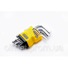 Набір шестигранників 1,5, 2, 2,5, 3, 4, 5, 6, 8, 10 коротких із кульовим наконечником CrV (9 шт.) СІЛА