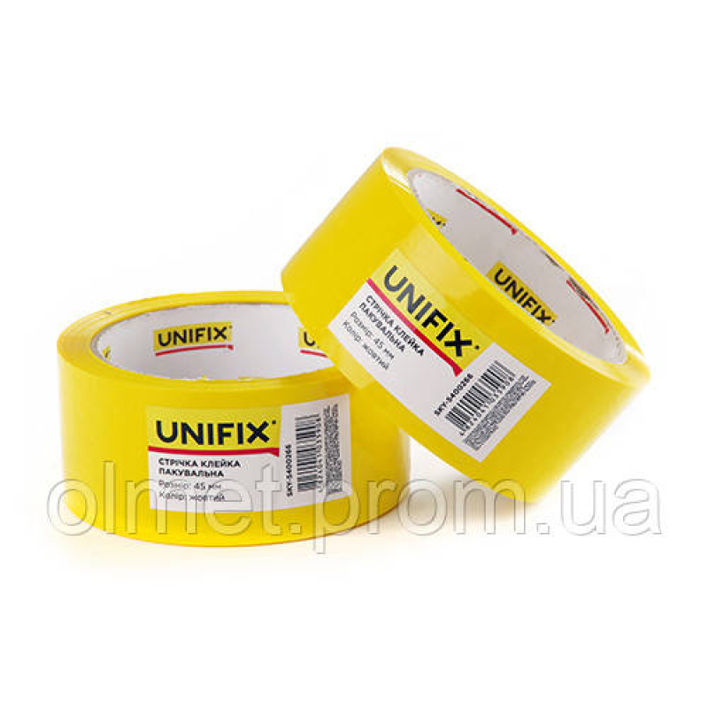 Стрічка клейка пакувальна жовта 45 мм 200 SKW-5400266 UNIFIX