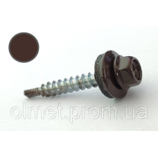 Саморіз покрівельний 4,8*35 DIN 7504K RAL 8017 для дерева (ящ. 1600 шт.) (колір — шоколадно-коричневий) APRO