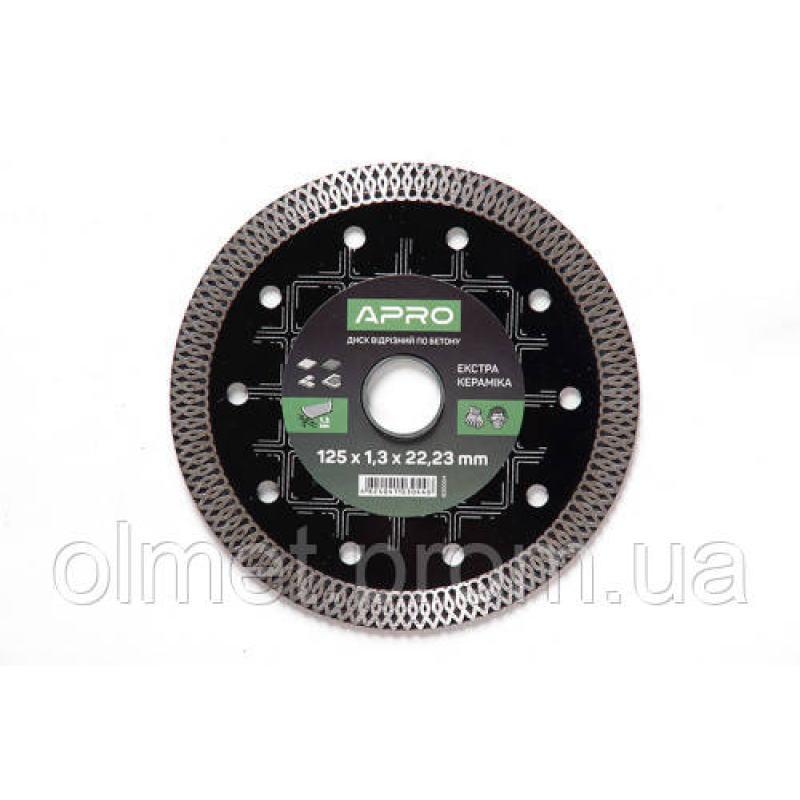 Диск відрізний для бетону 125х1,3х22,2 мм (22-24%) Кераміка Екстра APRO Диск відрізний для бетону 125х1,3х22,2 мм (22-24%) Кераміка Екстра APRO
