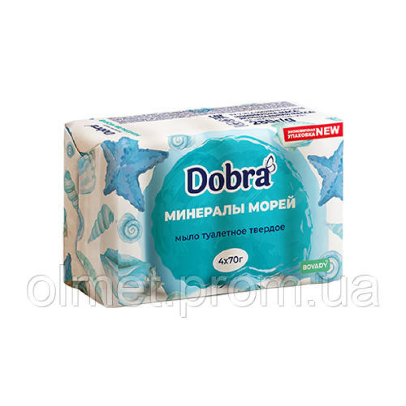 Мило туалетне тверде косметичне 4*70 г екопак Dobra Мінерали морів Мило туалетне тверде косметичне 4*70 г екопак Dobra Мінерали морів