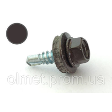 Саморіз покрівельний 4,8*19 DIN 7504K RAL 8019 для металу (ящ. 2400 шт.) (колір — сіро-коричневий) APRO