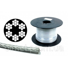 Трос у ПВХ обплетенні оцинкований 3 мм (2+1мм) DIN 3055 (6x7+FC) бухта 200 м APRO