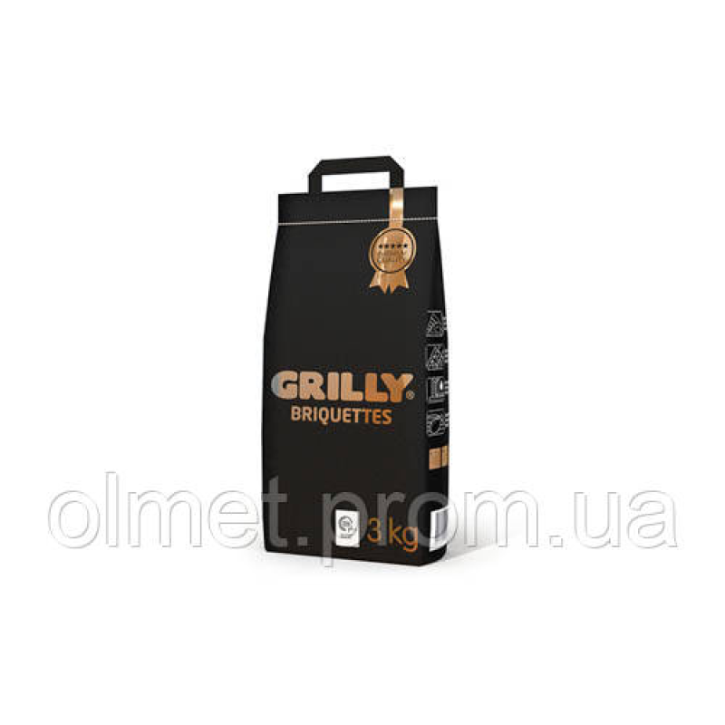 Брикети деревно-вугільні 3 кг Premium Grilly Брикети деревно-вугільні 3 кг Premium Grilly