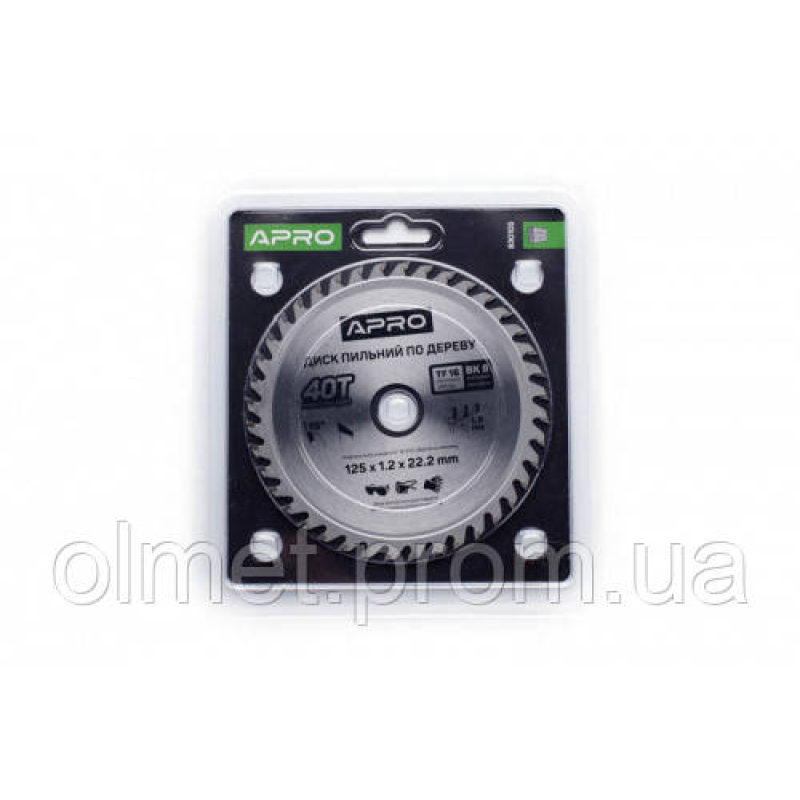Диск пиляльний для дерева 125х22,2х40Т APRO