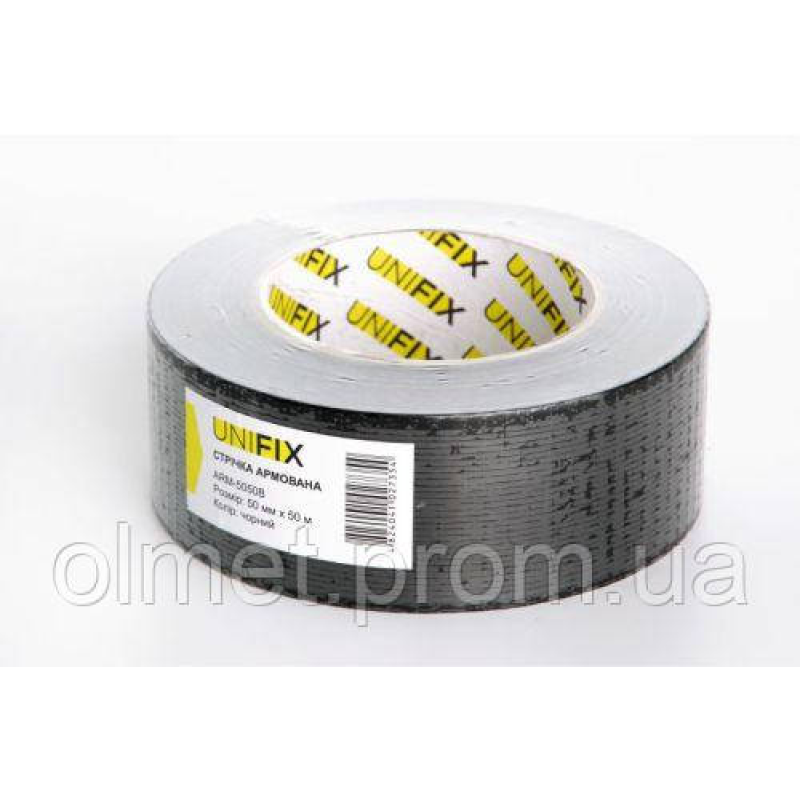 Стрічка клейка армована чорна 50 мм*50 м UNIFIX Стрічка клейка армована чорна 50 мм*50 м UNIFIX