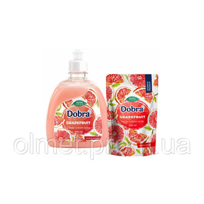 Крем-мило туалетне рідке екопак Dobra Грейпфрут 500 мл Крем-мило туалетне рідке екопак Dobra Грейпфрут 500 мл