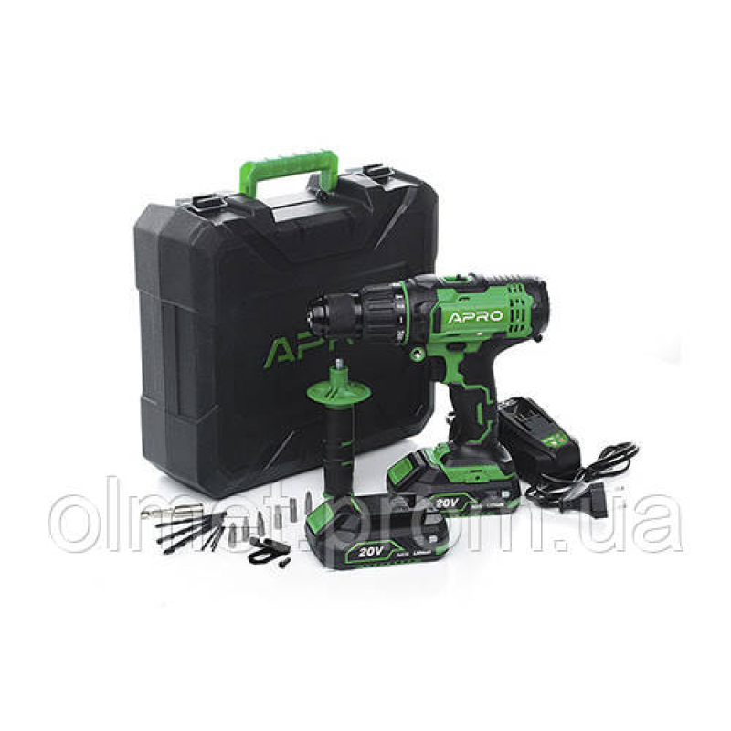 Дриль-шурупокрут ударний APRO 20 В, 2 А, 20HD 2 АКБ, ЗП, кейс
