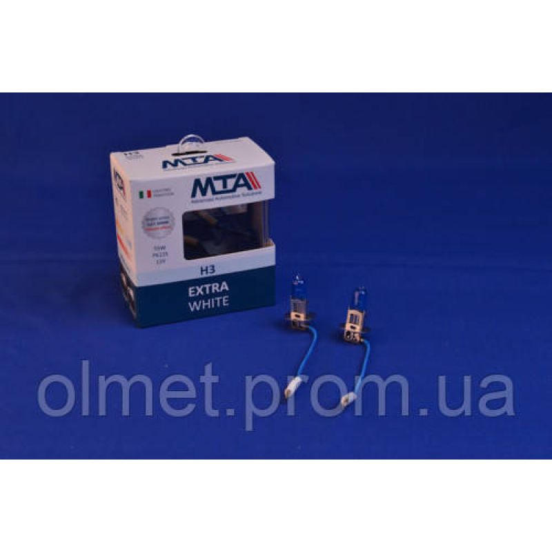 Лампа автомобільна H3 12 V 55 W PK22S EXTRA WHITE (2шт) (ближна/дальна, протитуманна) MTA Лампа автомобільна H3 12 V 55 W PK22S EXTRA WHITE (2шт) (ближна/дальна, протитуманна) MTA