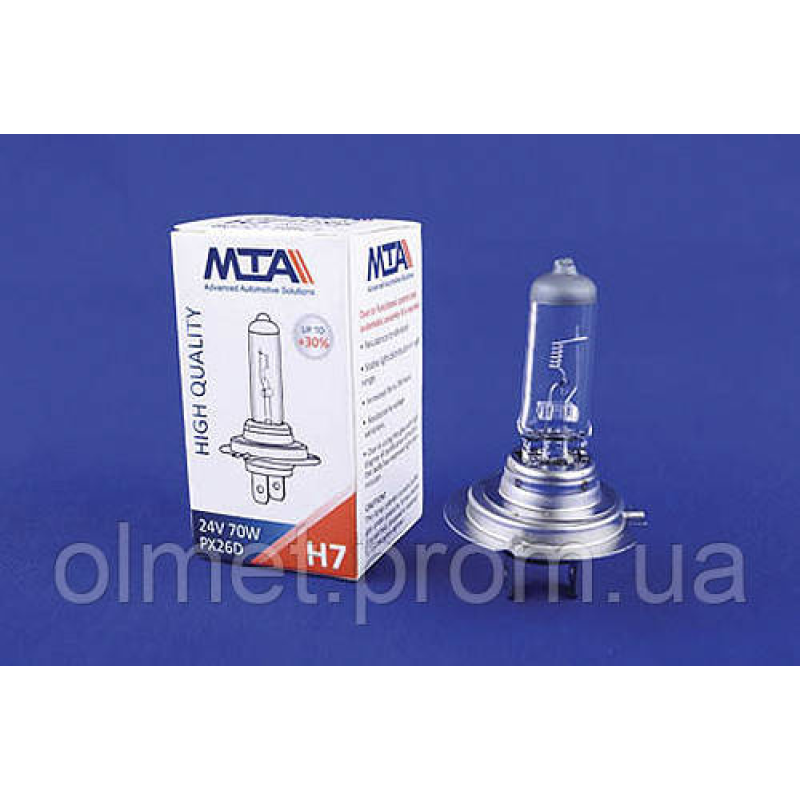 Лампа автомобільна H7 24V 70W PX26D (ближня/даля, протитуманна) MTA Лампа автомобільна H7 24V 70W PX26D (ближня/даля, протитуманна) MTA
