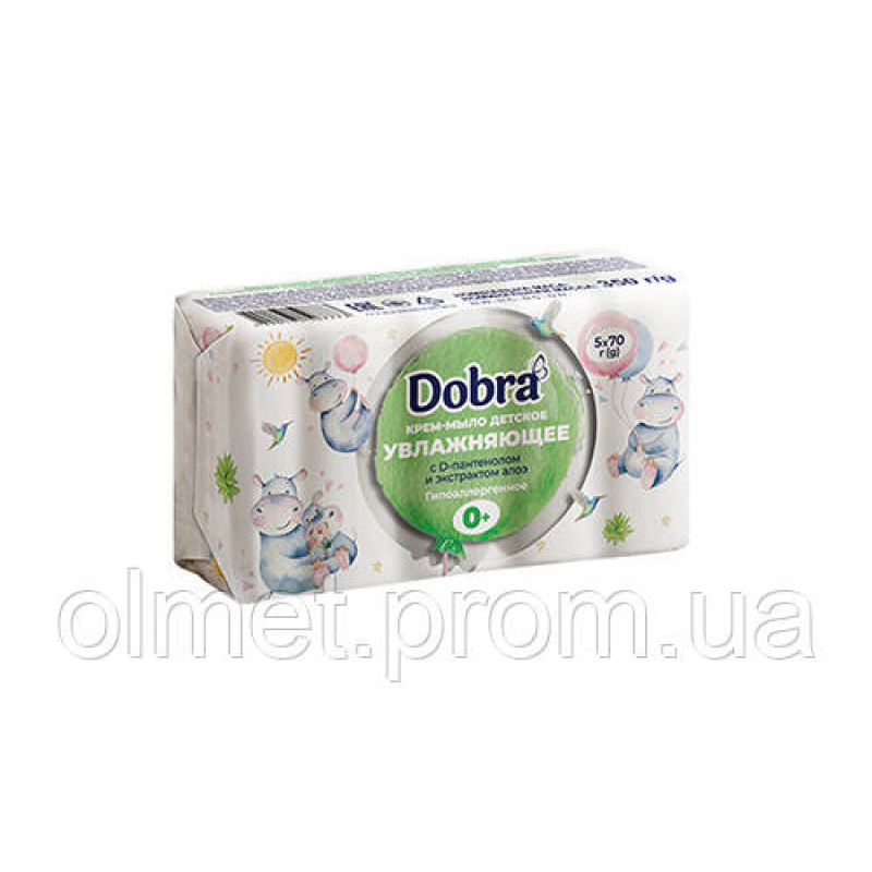 Мило туалетне тверде дитяче 5*70 г екопак ТМ Dobra з D-пантенолом і екстрактом алое Мило туалетне тверде дитяче 5*70 г екопак ТМ Dobra з D-пантенолом і екстрактом алое