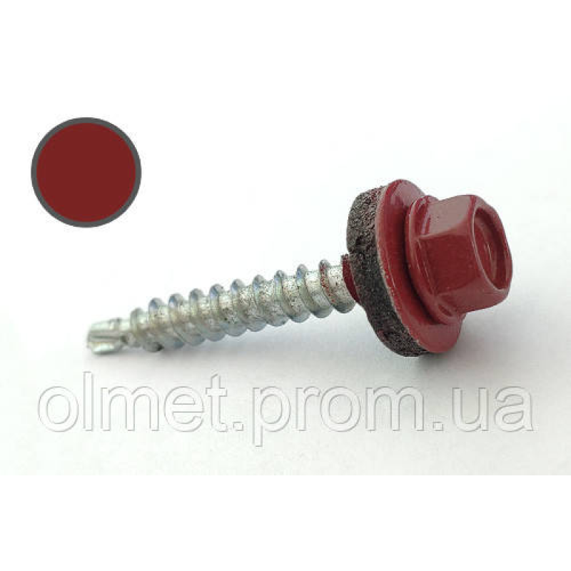 Саморіз покрівельний 4,8*35 DIN 7504K RAL 3011 для дерева (пач 50 шт.) (колір — коричнево-червоний) APRO Саморіз покрівельний 4,8*35 DIN 7504K RAL 3011 для дерева (пач 50 шт.) (колір — коричнево-червоний) APRO