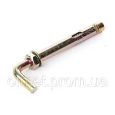 Анкер зі шкіркою і гайкою з L-гаком М10/12*100 цинк жовтий (пач 5 шт.) APRO