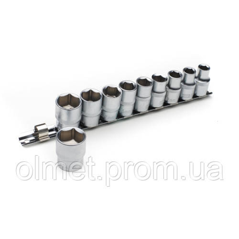 Набір насадок торцевих на планці CrV 1/2 (10 шт.) СИЛА