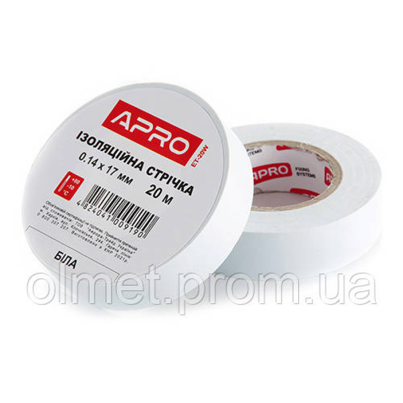 Ізоляційна стрічка біла 0.14х17мм 20 м (пачка, красно 10 шт.) APRO