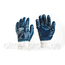 Рукавички з нітриловим покриттям р10 (сині манжети) СИЛА