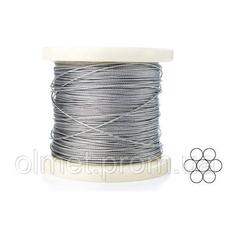 Трос 1 мм DIN 3052 (1х7) неіржавкий А2 200м APRO