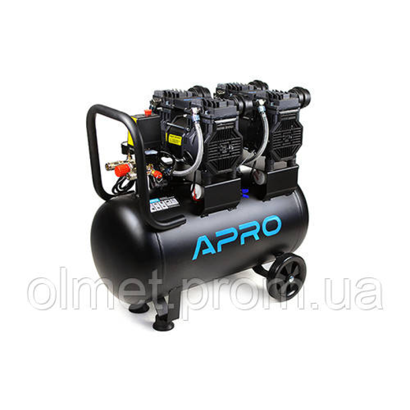 Компресор чотиркейхциліндровий безоливний OFE-50 2х1.5 кВт 475 л/хв 8бар 50 л (2 крани) APRO Компресор чотиркейхциліндровий безоливний OFE-50 2х1.5 кВт 475 л/хв 8бар 50 л (2 крани) APRO