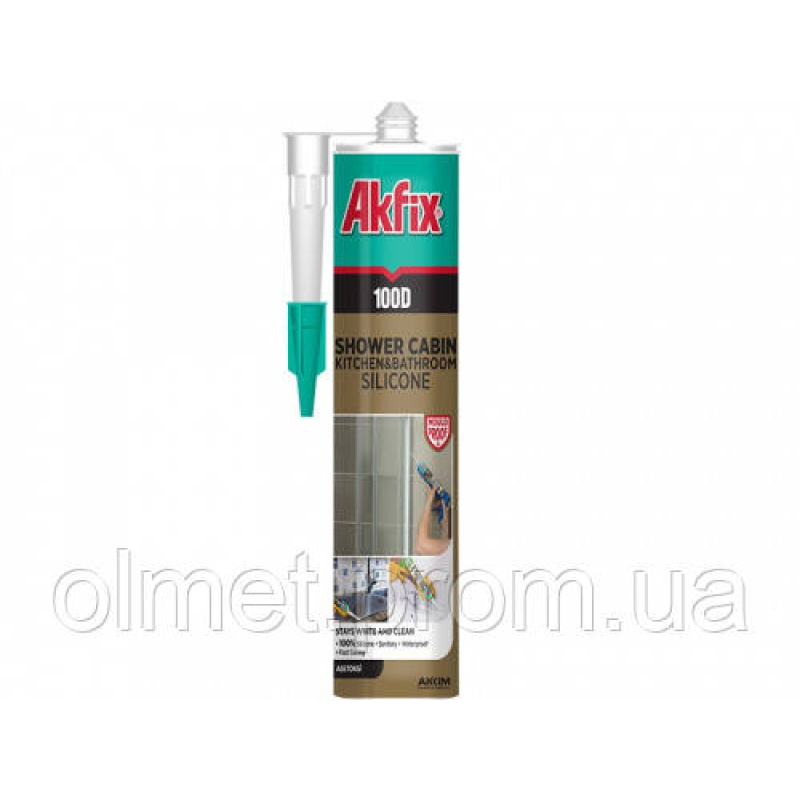 Силікон для душових кабін 100D 280 мл/340г прозорий Akfix