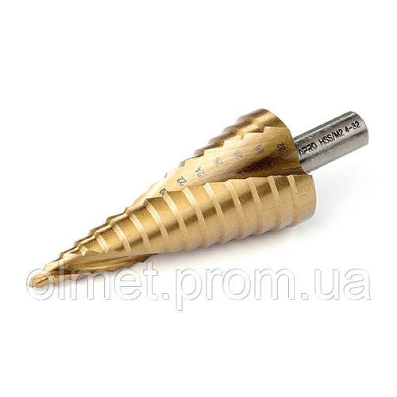 Свердло ступеневе спіральне Ø4-32мм (сталь 6542) APRO Свердло ступеневе спіральне Ø4-32мм (сталь 6542) APRO