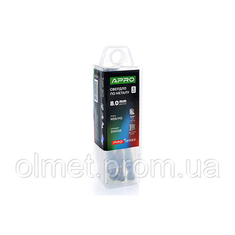 Свердло для металу HSS/M2 (6542) Ø 8,0 мм (тубус, разово 5 шт.) PRO APRO Свердло для металу HSS/M2 (6542) Ø 8,0 мм (тубус, разово 5 шт.) PRO APRO