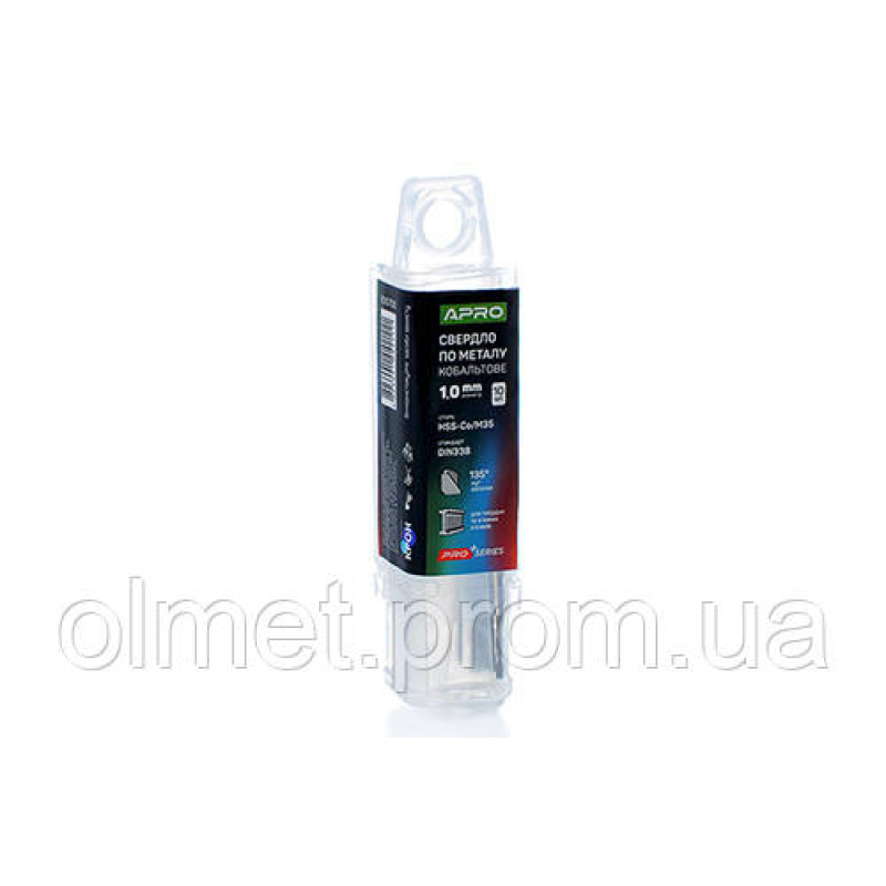 Свердло для металу кобальтове HSS-Co/M35 Ø 1.0 мм (тубус, раз 10 шт.) PRO APRO