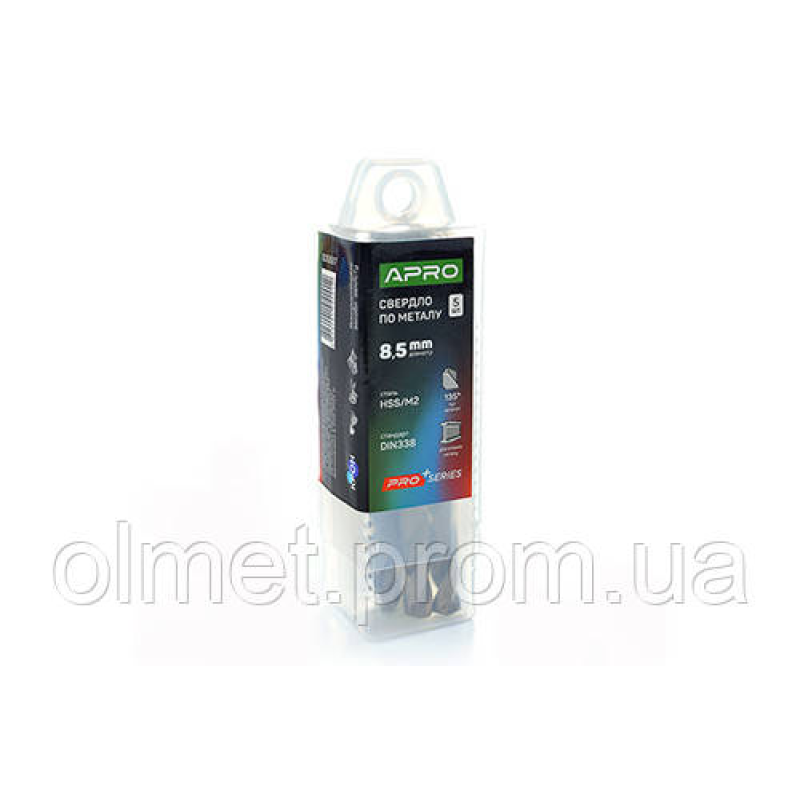 Свердло для металу HSS/M2 (6542) Ø 8,5 мм (тубус, разово 5 шт.) PRO APRO Свердло для металу HSS/M2 (6542) Ø 8,5 мм (тубус, разово 5 шт.) PRO APRO