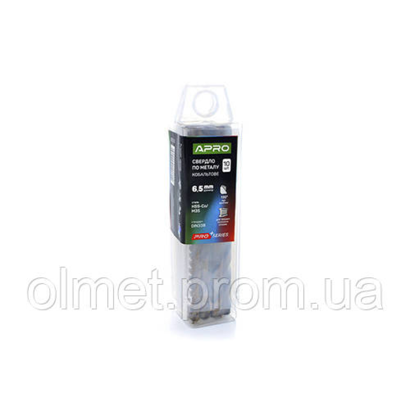 Свердло для металу кобальтове HSS-Co/M35 Ø 6.5 мм (тубус, красно 10 шт.) PRO APRO