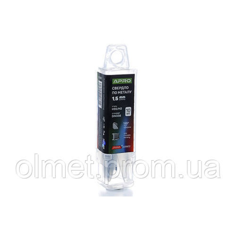 Свердло для металу HSS/M2 (6542) Ø 1,5 мм (тубус, раз 10 шт.) PRO APRO