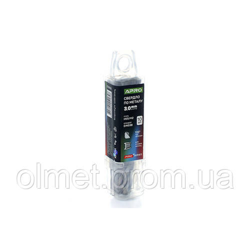 Свердло для металу HSS/M2 (6542) Ø 3,0 мм (тубус, раз 10 шт.) PRO APRO