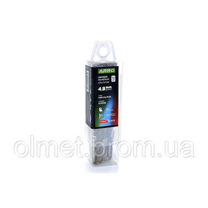 Свердло для металу кобальтове HSS-Co/M35 Ø 4.8 мм (тубус, красно 10 шт.) PRO APRO