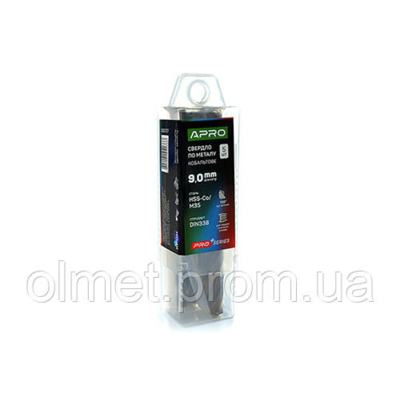 Свердло для металу кобальтове HSS-Co/M35 Ø 9.0 мм (тубус, раза 5 шт.) PRO APRO