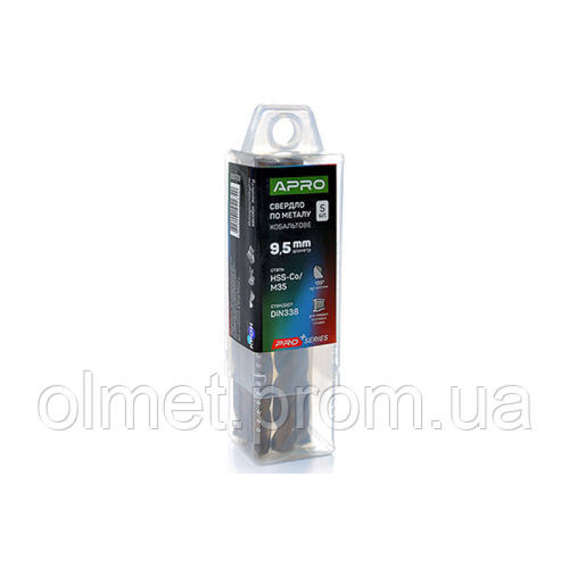 Свердло для металу кобальтове HSS-Co/M35 Ø 9.5 мм (тубус, раза 5 шт.) PRO APRO Свердло для металу кобальтове HSS-Co/M35 Ø 9.5 мм (тубус, раза 5 шт.) PRO APRO