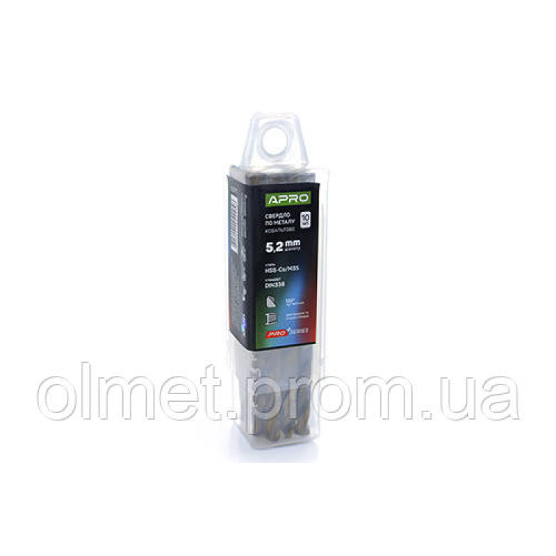 Свердло для металу кобальтове HSS-Co/M35 Ø 5.2 мм (тубус, красно 10 шт.) PRO APRO