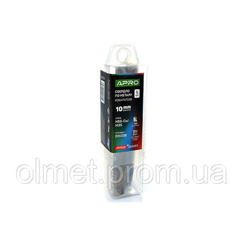 Свердло для металу кобальтове HSS-Co/M35 Ø 10.0 мм (тубус, раза 5 шт.) PRO APRO