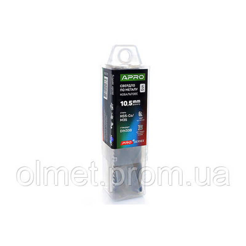 Свердло для металу кобальтове HSS-Co/M35 Ø 10.5 мм (тубус, раза 5 шт.) PRO APRO