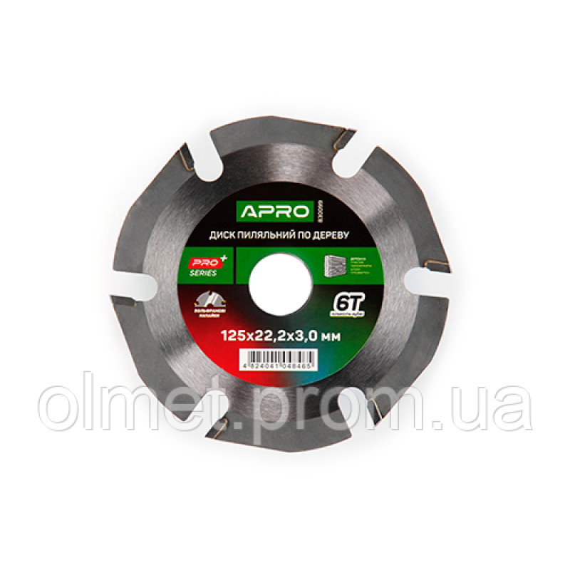 Диск пиляльний для дерева з твердосплавними напайками 125х22.2 мм 6Т APRO Диск пиляльний для дерева з твердосплавними напайками 125х22.2 мм 6Т APRO