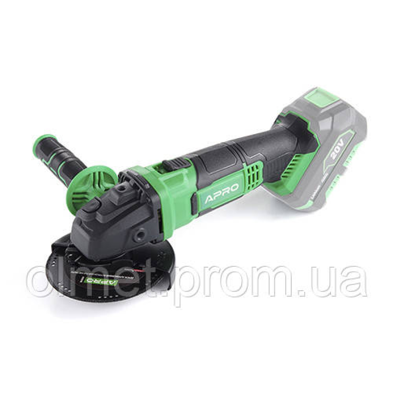Шліфмашина акумуляторна кутова APRO 20AGS, 20 В, O125, без АКБ, без ЗП