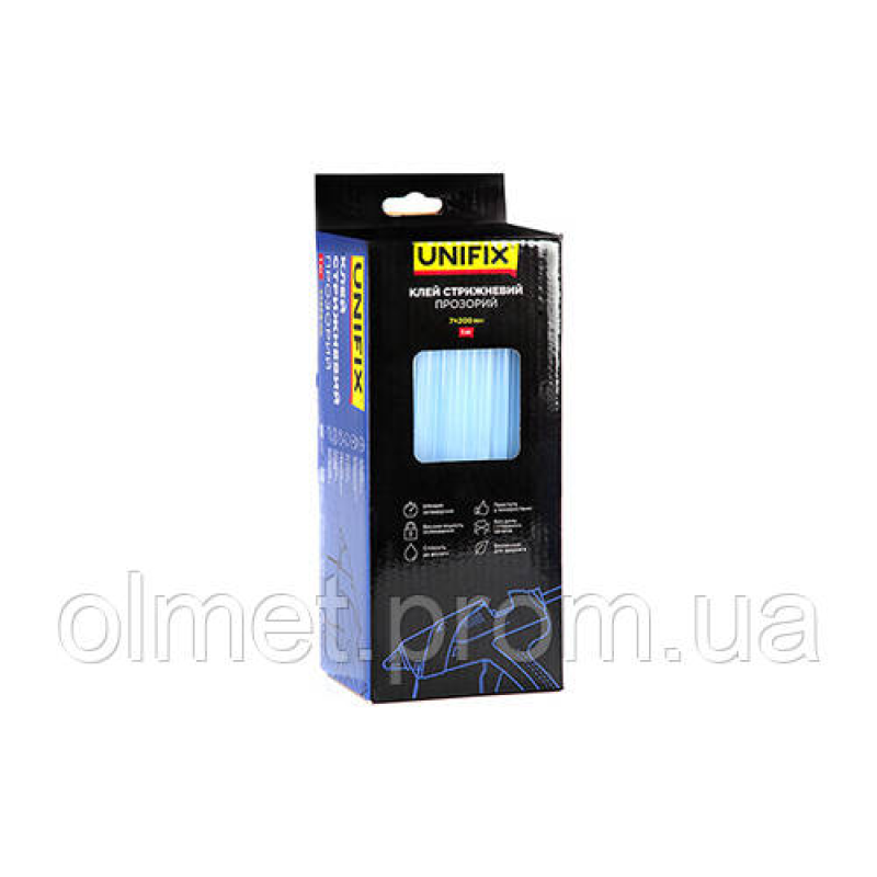 Клей стрижневий прозорий 7.0х200мм 1кг (116 шт) (коробок) UNIFIX Клей стрижневий прозорий 7.0х200мм 1кг (116 шт) (коробок) UNIFIX