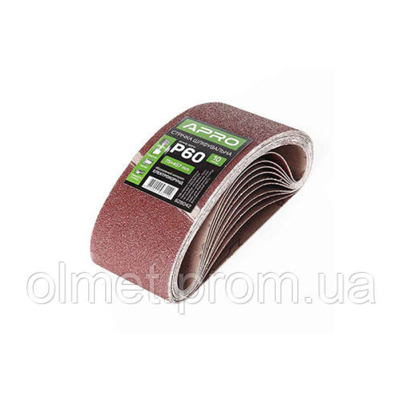 Стрічка шліфувальна нескінченна APRO P60 75×457мм (10 шт.) Стрічка шліфувальна нескінченна APRO P60 75×457мм (10 шт.)