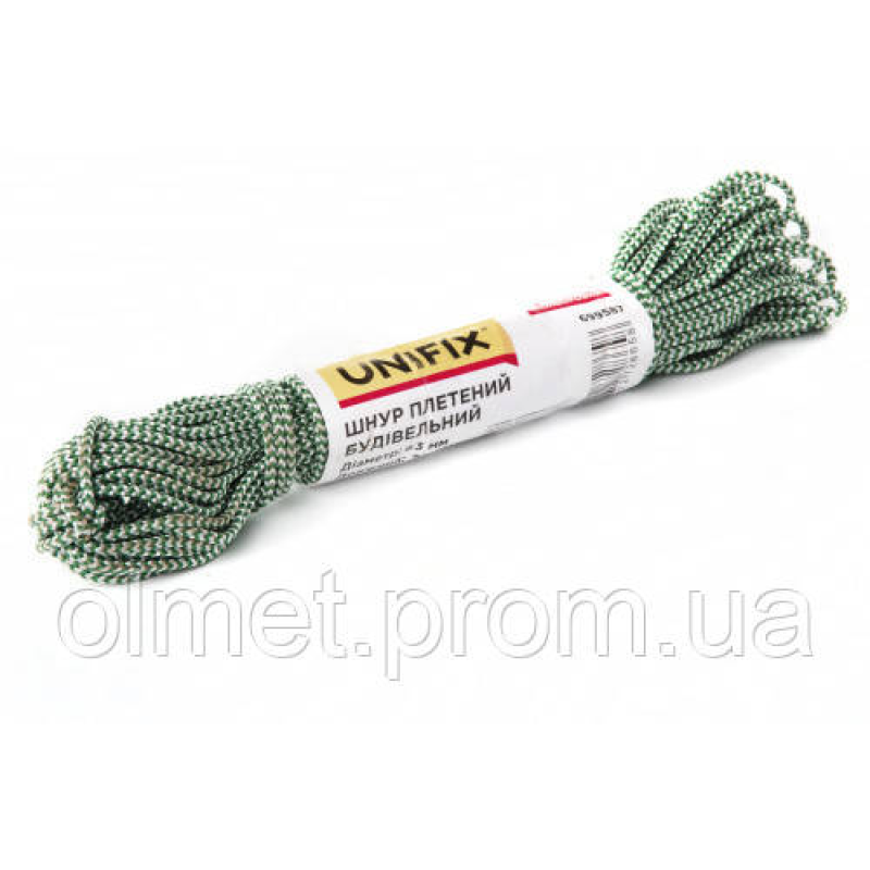 Шнур плетений кольоровий будівельний 4 мм 20 м UNIFIX Шнур плетений кольоровий будівельний 4 мм 20 м UNIFIX