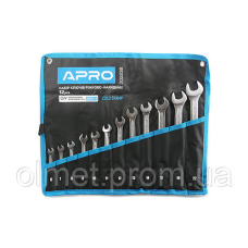 Набір ключів ріжково-накидних CrV 12 шт (6-14, 17, 19, 22 мм) (холодний штамп DIN3113) APRO