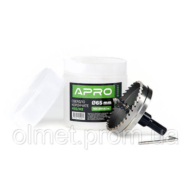 Свердло корончасте HSS/М2 Ø 65 мм APRO Свердло корончасте HSS/М2 Ø 65 мм APRO