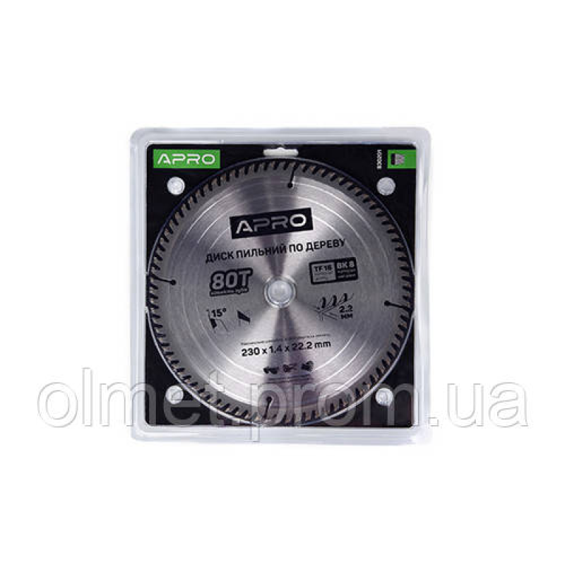 Диск пиляльний для дерева 230х22,2 (20)х80Т APRO Диск пиляльний для дерева 230х22,2 (20)х80Т APRO