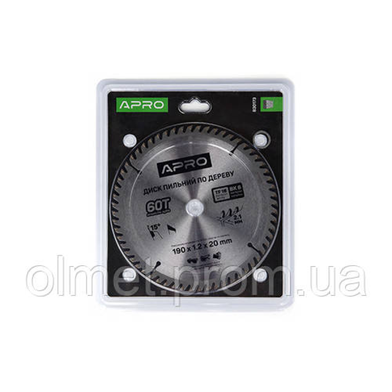 Диск пильний по дереву 190х20(16)х60Т APRO Диск пильний по дереву 190х20(16)х60Т APRO