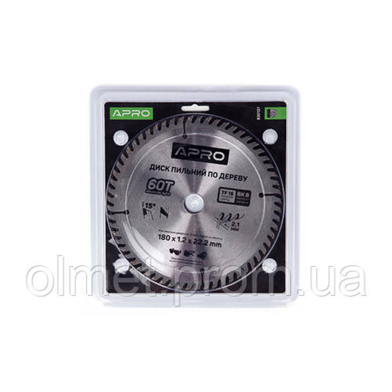 Диск пиляльний для дерева 180х22,2 (20)х60Т APRO Диск пиляльний для дерева 180х22,2 (20)х60Т APRO