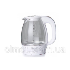 Електрочайник EK-03GW 1.7 л, 1850-2200 Вт, корпус скло, білий Metec